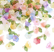Accessori per decorazione 100 pezzi - Sospensioni in acrilico - Pendenti decorativi - Creazione di gioielli - Leggero - Disegno di fiori di trompeta
