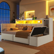 Letto Diurno con Cassetti, LED e USB ¨C MINIMAL ¨C Velluto Bianco 90x190