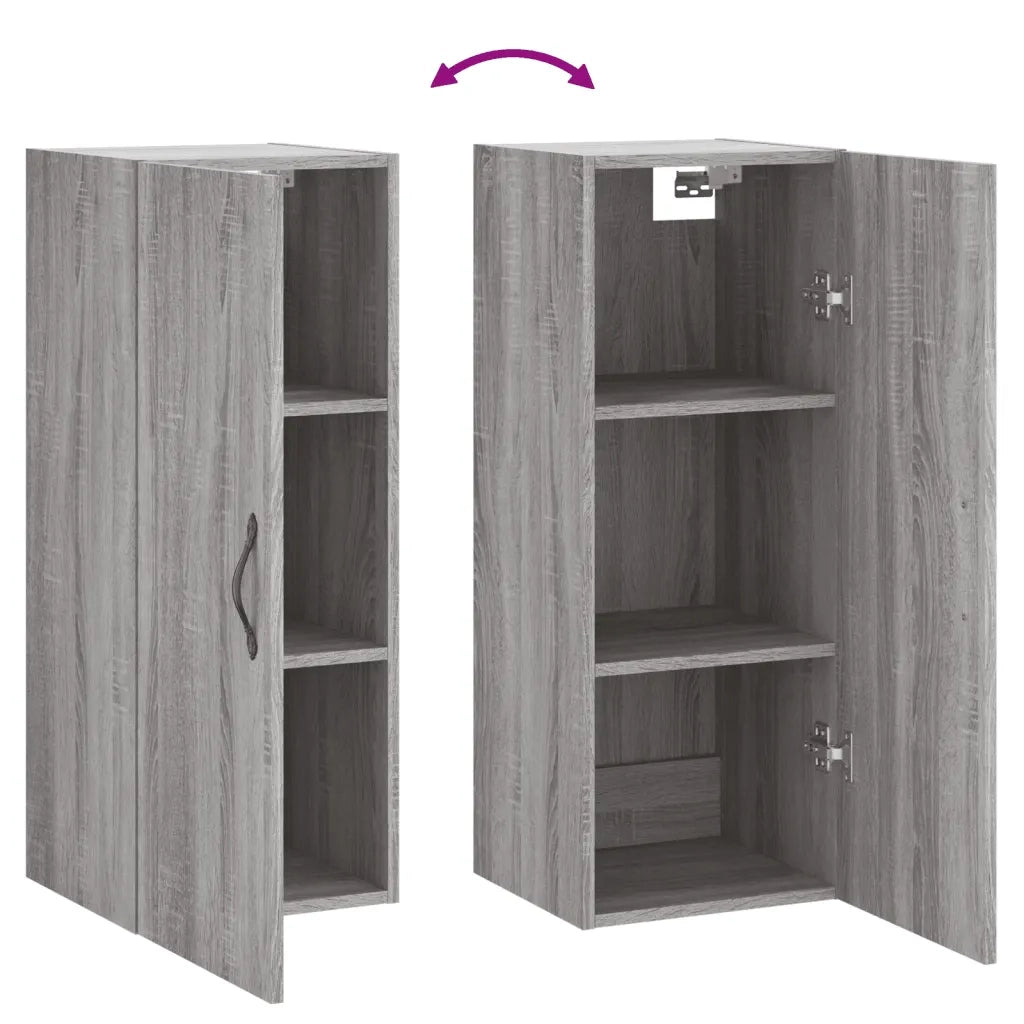 Armadietto a Muro | Mobile a Parete Grigio Sonoma 34,5x34x90 cm Legno Multistrato
