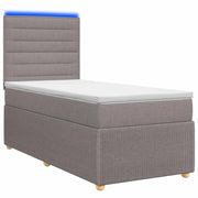 Letto Box Spring LED con Materasso Tortora 90 x 190 cm Tessuto 3455745