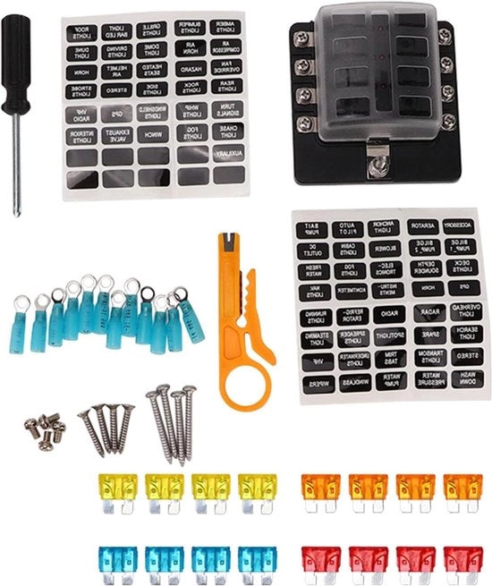 Pannello di Fusi a 8 vie 12-32V Auto Marinizzato con Indicatore di Potenza a LED e Copertura con Indicatore di Fuso e Supporto per Fusi per Auto e Barca.