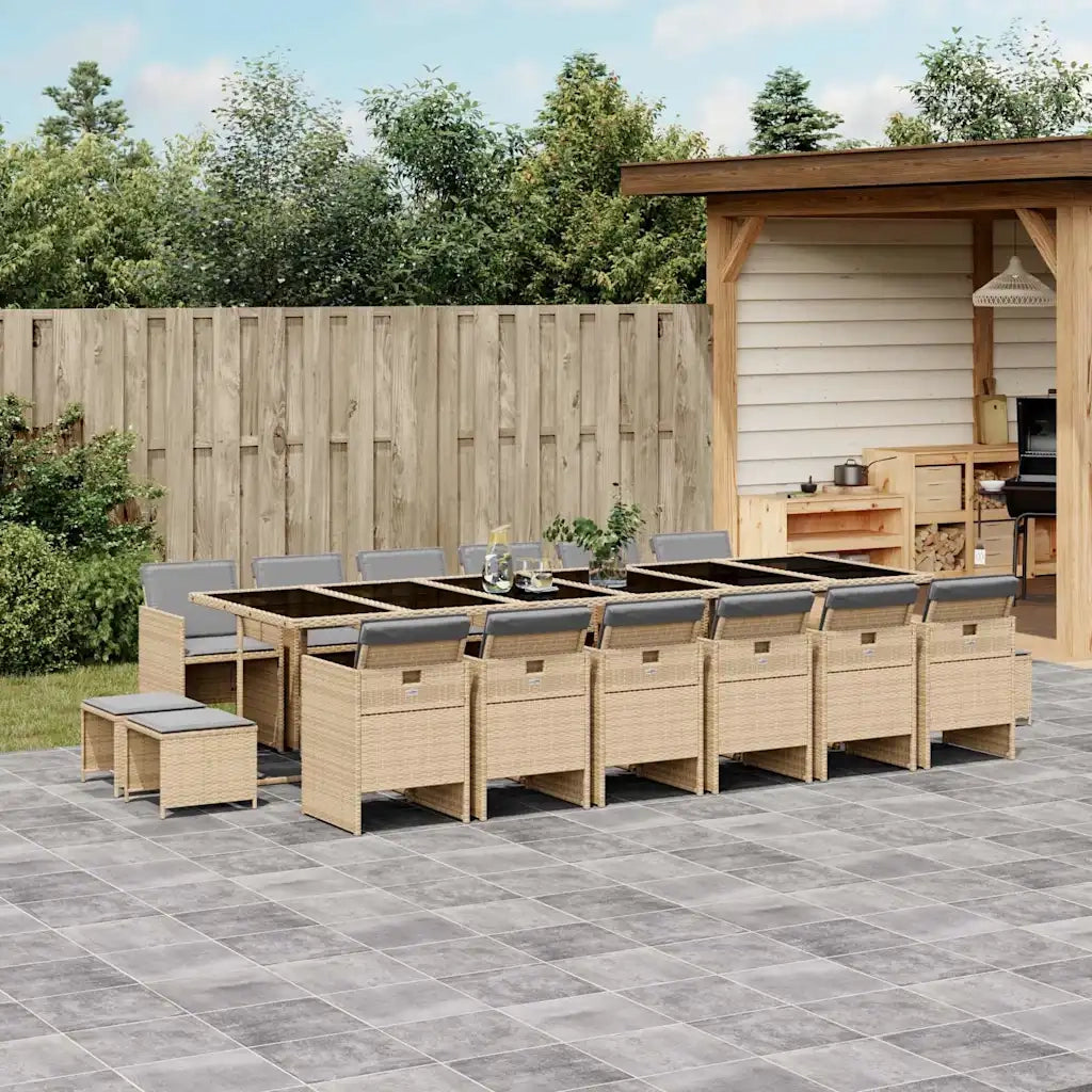 Set Pranzo da Giardino 17 pz con Cuscini Beige Misto Polyrattan 3210648