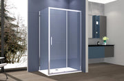 Box doccia 2 lati 80x90 cm fisso + porta scorrevole apertura laterale H195 cm SARA Cromato
