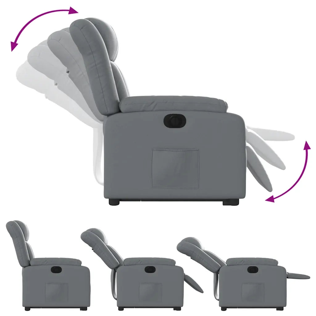 Poltrona Alzapersona Reclinabile Grigio in Similpelle 3205281