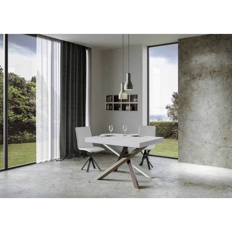 Tavolo allungabile 90x130/234 cm Volantis Premium telaio gambe 4 colori (C) - Bianco Frassino