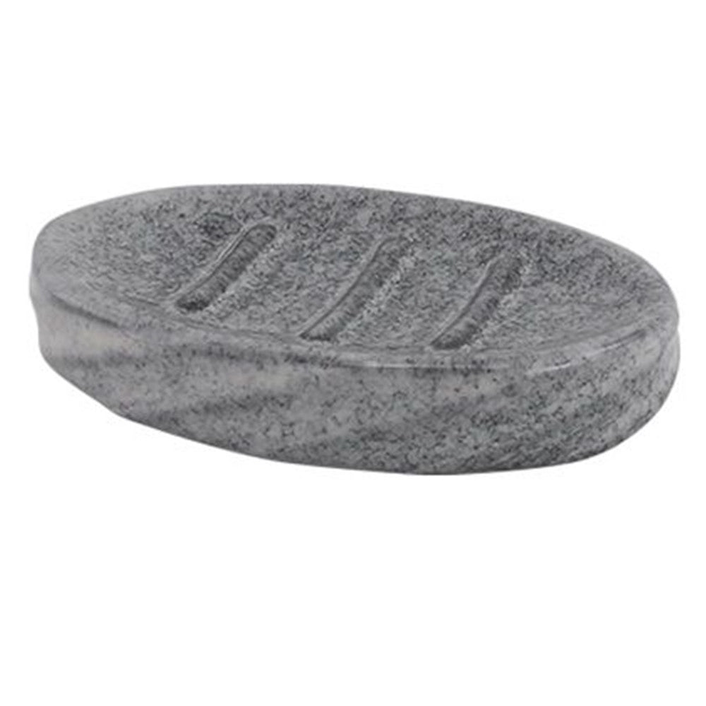 Trade Shop - Piattino Porta Sapone Saponetta In Ceramica Rigato Effetto Marmo Ovale Bagno 87796 -
