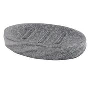 Trade Shop - Piattino Porta Sapone Saponetta In Ceramica Rigato Effetto Marmo Ovale Bagno 87796 -