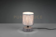 MARIE LAMPADA DA TAVOLO BASE CERAMICA DECORATA CON PARALUME GRIGIO H. 20,5CM ATTACCO E14