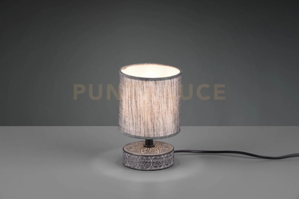 MARIE LAMPADA DA TAVOLO BASE CERAMICA DECORATA CON PARALUME GRIGIO H. 20,5CM ATTACCO E14