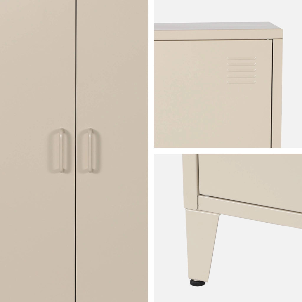 Cassettiera/armadio industriale metallo 2 ante, beige