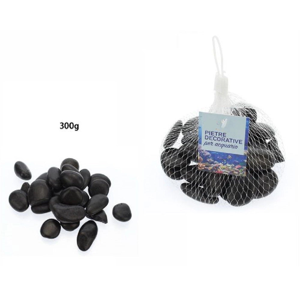 Trade Shop - Pietre Ciottoli Decorativi Acquario Neri 300gr Decorazione Piante Giardino 70252 -