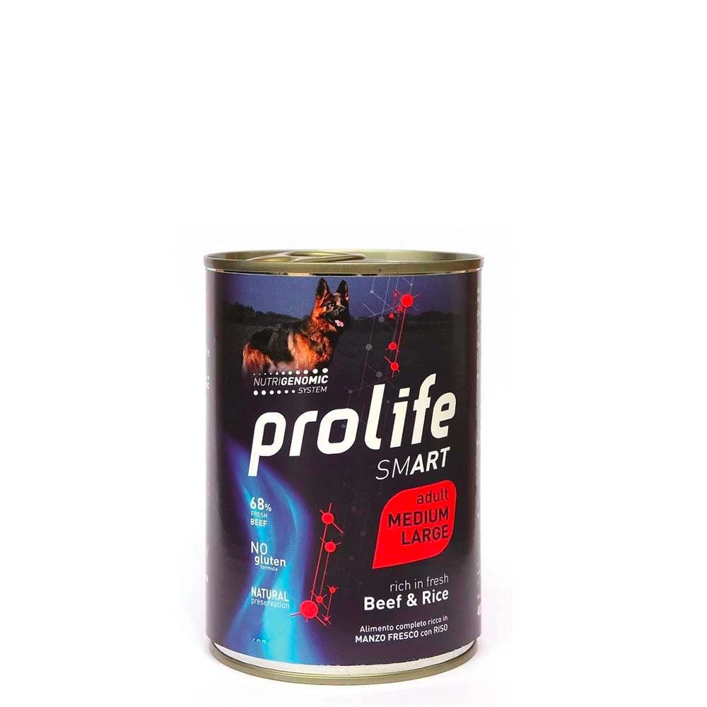 Prolife Smart Adult Medium Large Manzo e riso 6x800Gr Cibo Umido Cane