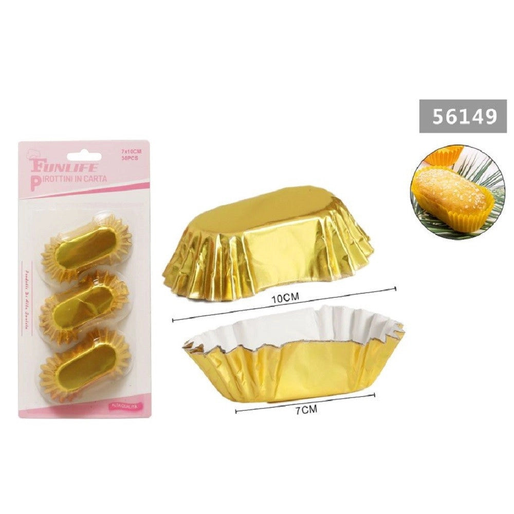 Trade Shop - Set 2 Confezioni Da 30 Stampi Pirottini Carta 7x10cm Cupcake Muffin Ovale 56149 -