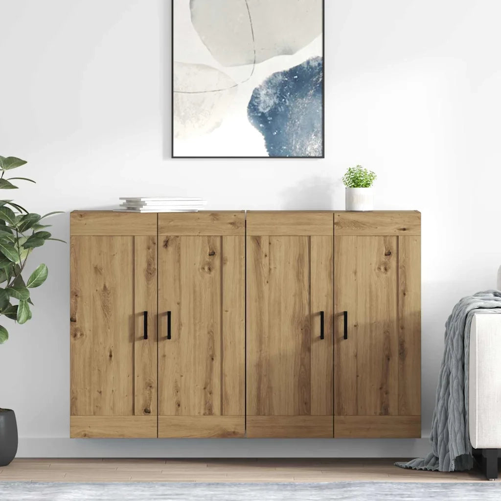 Armadietto a Muro | Mobile a muro 2 pz Rovere artigianale 69,5 x 34 x 90 cm