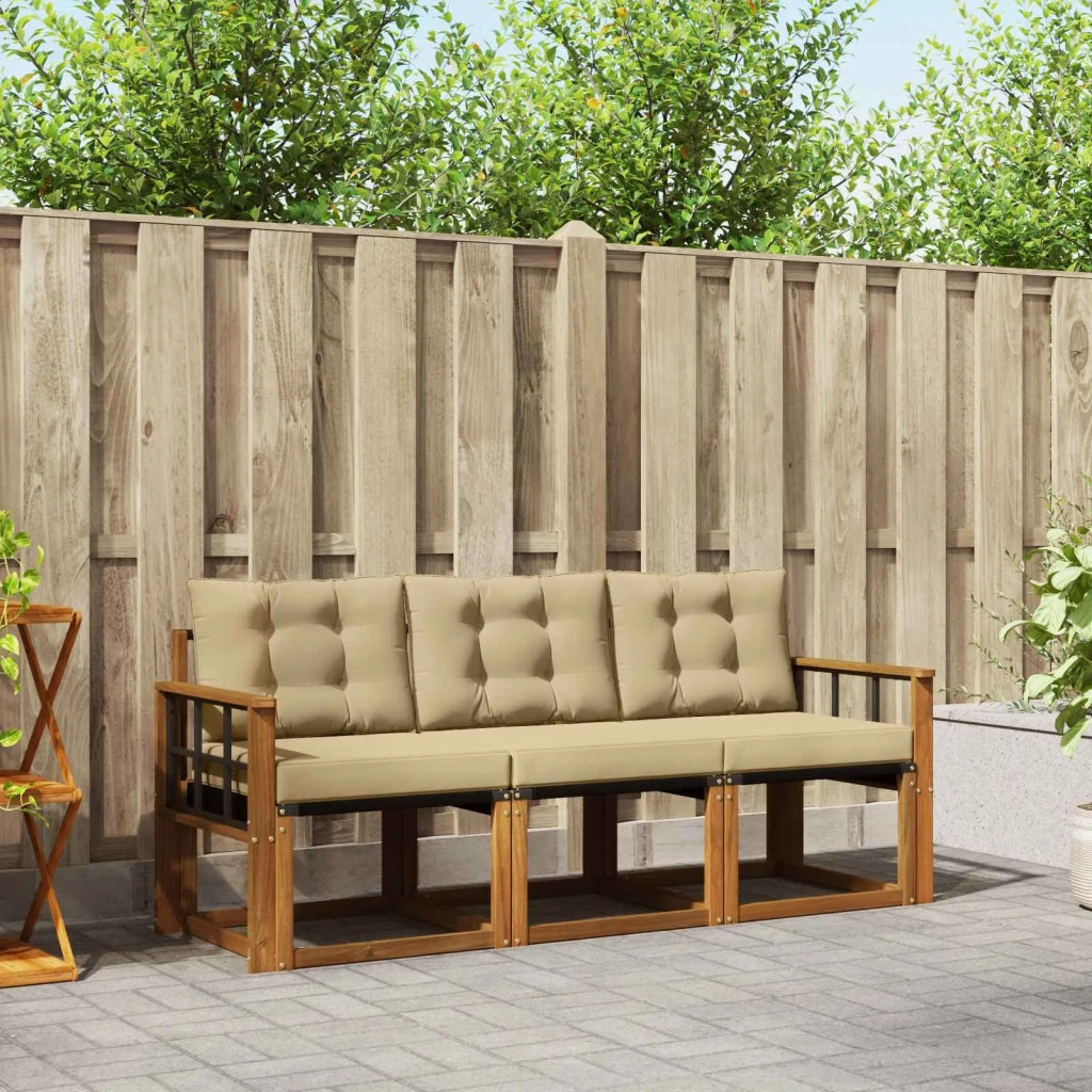 Set di divani da esterno con cuscino 3 pcs Naturale e Beige