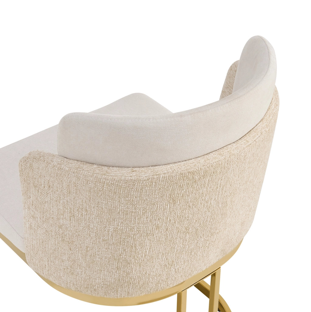 Set di 4 sedie 61.5x53.5x86 cm con doppio schienale in chenille beige e oro
