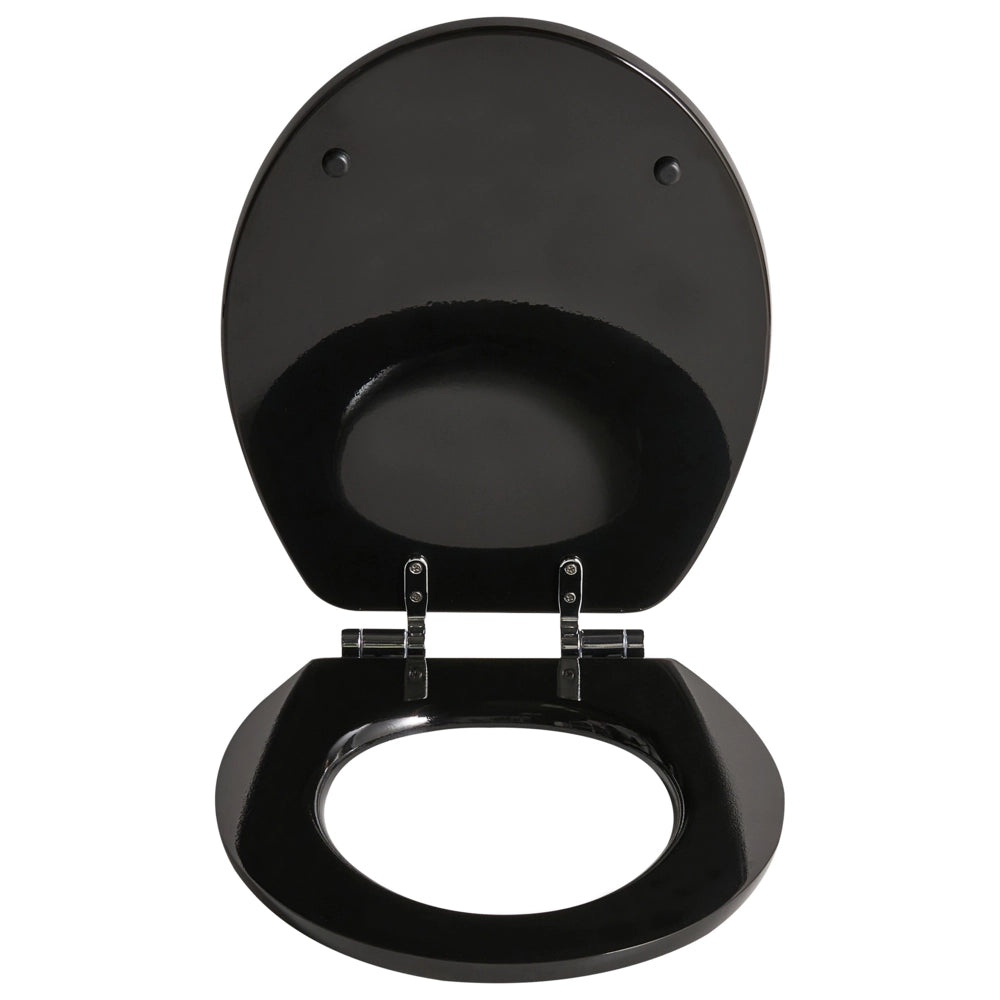 Sedile per wc in MDF nero lucido 48 x 38 cm Accessori per il bagno Stile tradizionale Wc bagno