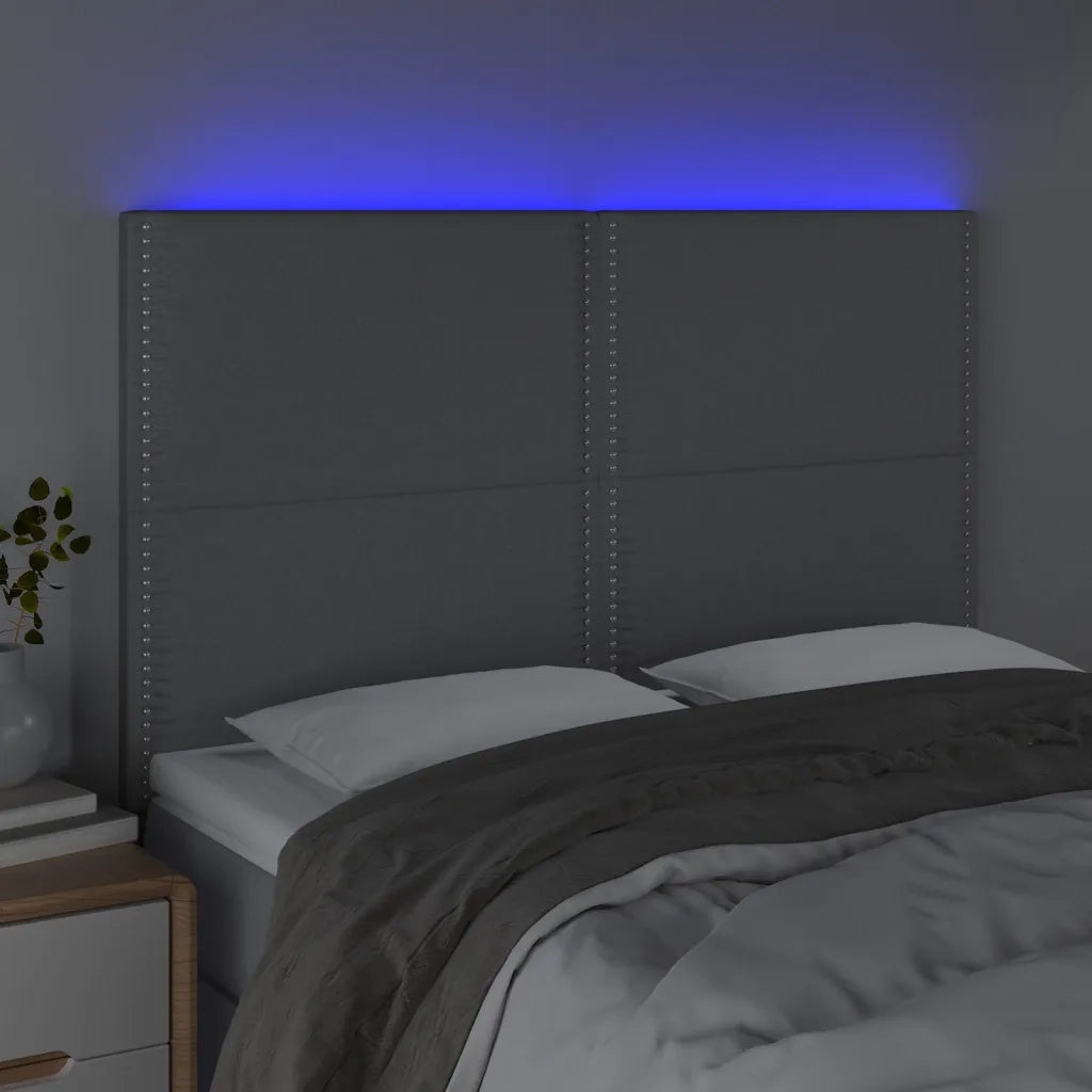 Testiera | Testata a LED Grigio Chiaro 144x5x118/128 cm in Tessuto