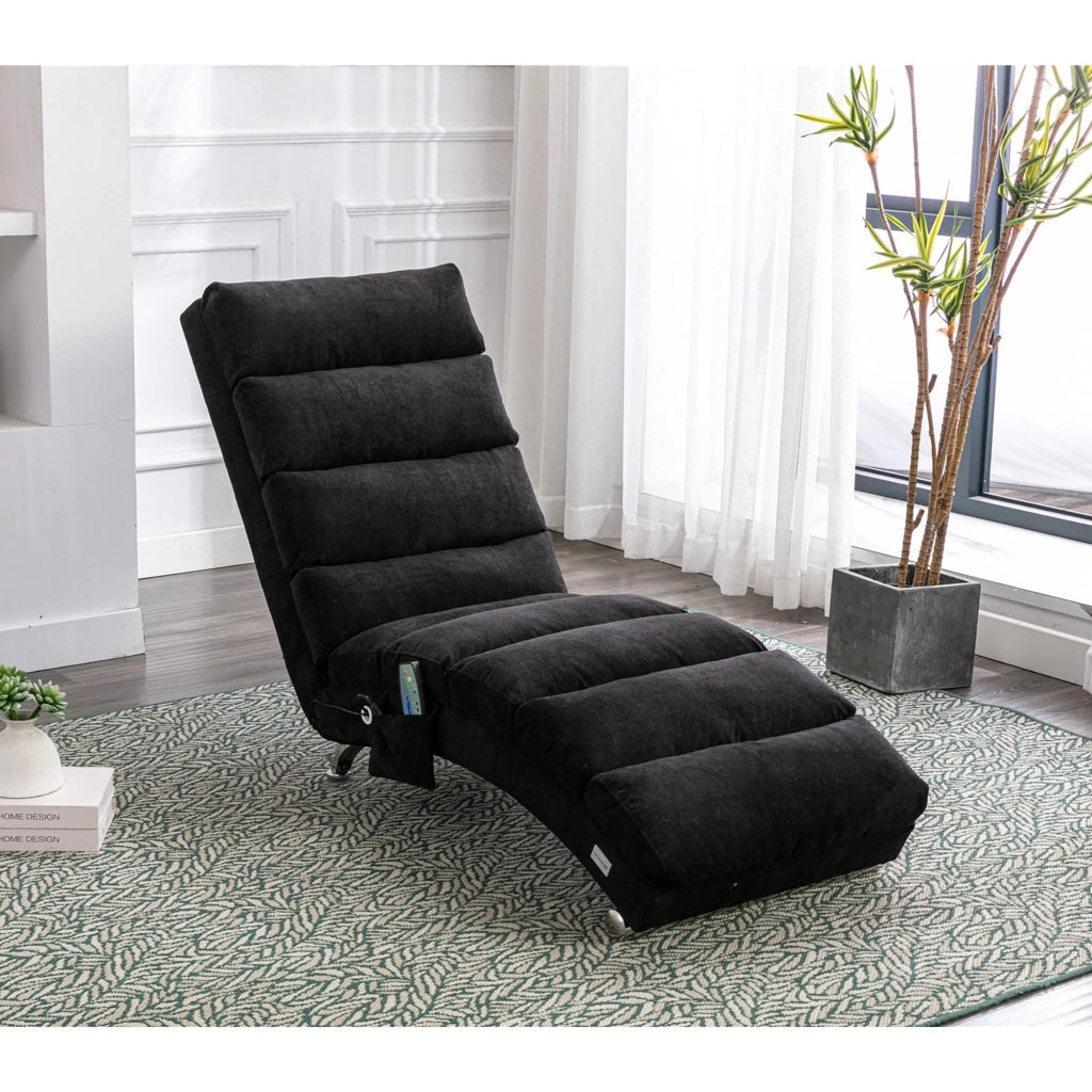 POLTRONA massaggiante 55x148x84 cm Lino nero con tasca laterale