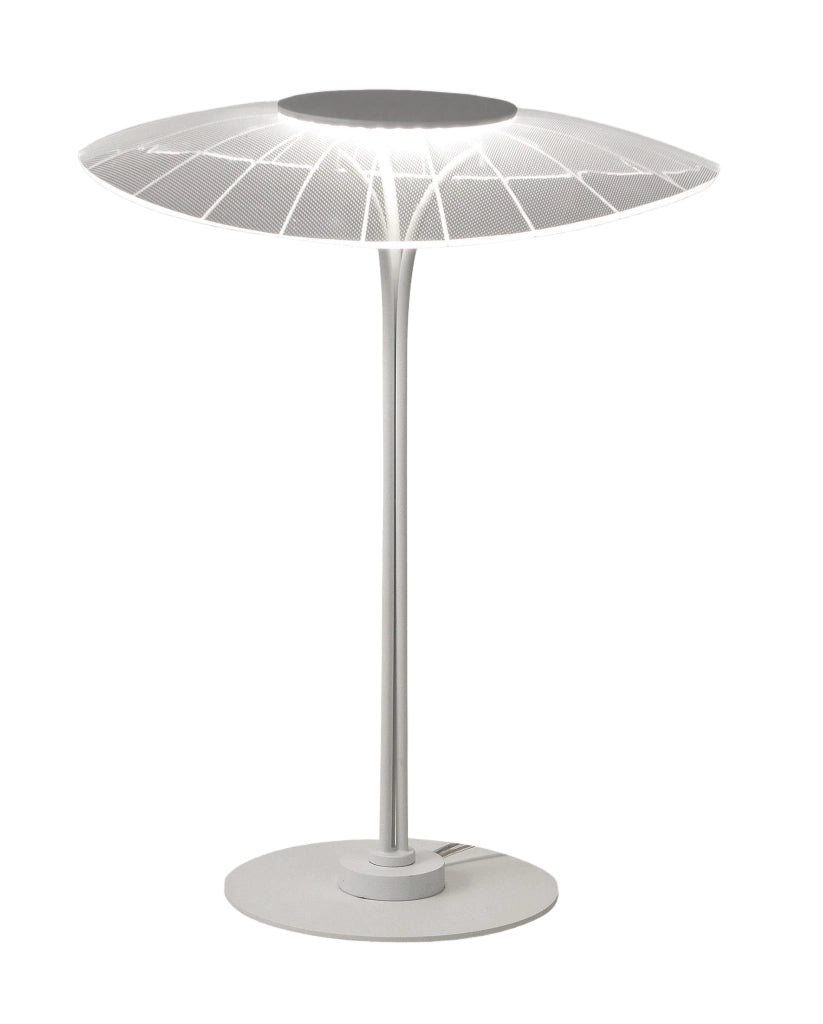 Lampada da tavolo Vela LED 12W 3000K 1100lm in Metallo e Metacrilato Bianco - Design Moderno Dimmerabile a step con Struttura Elegante