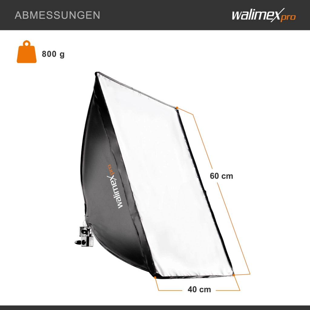 Softbox rettangolare 40 x 60 cm, Modificatore di luce con LED da 35 W e diffusore, luce diurna 5000 K, per illuminazione studio fotografico