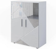 Mobiletto bagno Irma, Bianco lucido con inserti, 60 x 81 cm, per la conservazione in bagno e abbinabile alla serie Irma