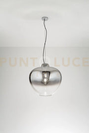 Sospensione vetro e metallo fumé specchiato sfumato e cromo lucido Big bowl 1 luce attacco E27