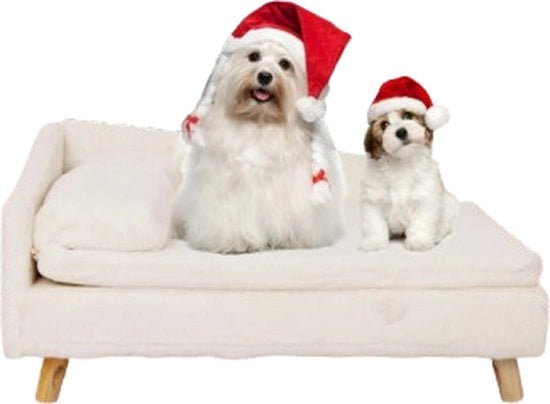 Cuscino per Animali - S - Mandria per Cani e Gatti - Bianco - Letto per Cani - Elevato - Bianco - 70x40x39cm - Adatto per Animali fino a 20kg - Incluso Cuscino - Design Moderno
