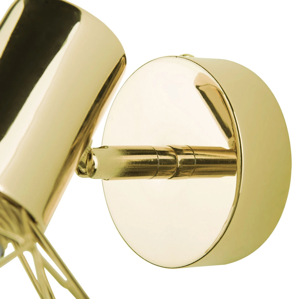 Set di 2 Lampade da Parete applique in metallo dorato con paralume a gabbia regolabile in posizione luce moderna stile glamour