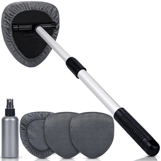 Pulitore di Vetro per Auto 23" con Set di Pulitori di Finestra Telescopici e 4 Pannelli di Carbonio Microvezel per Pulire le Finestre dell'Auto
