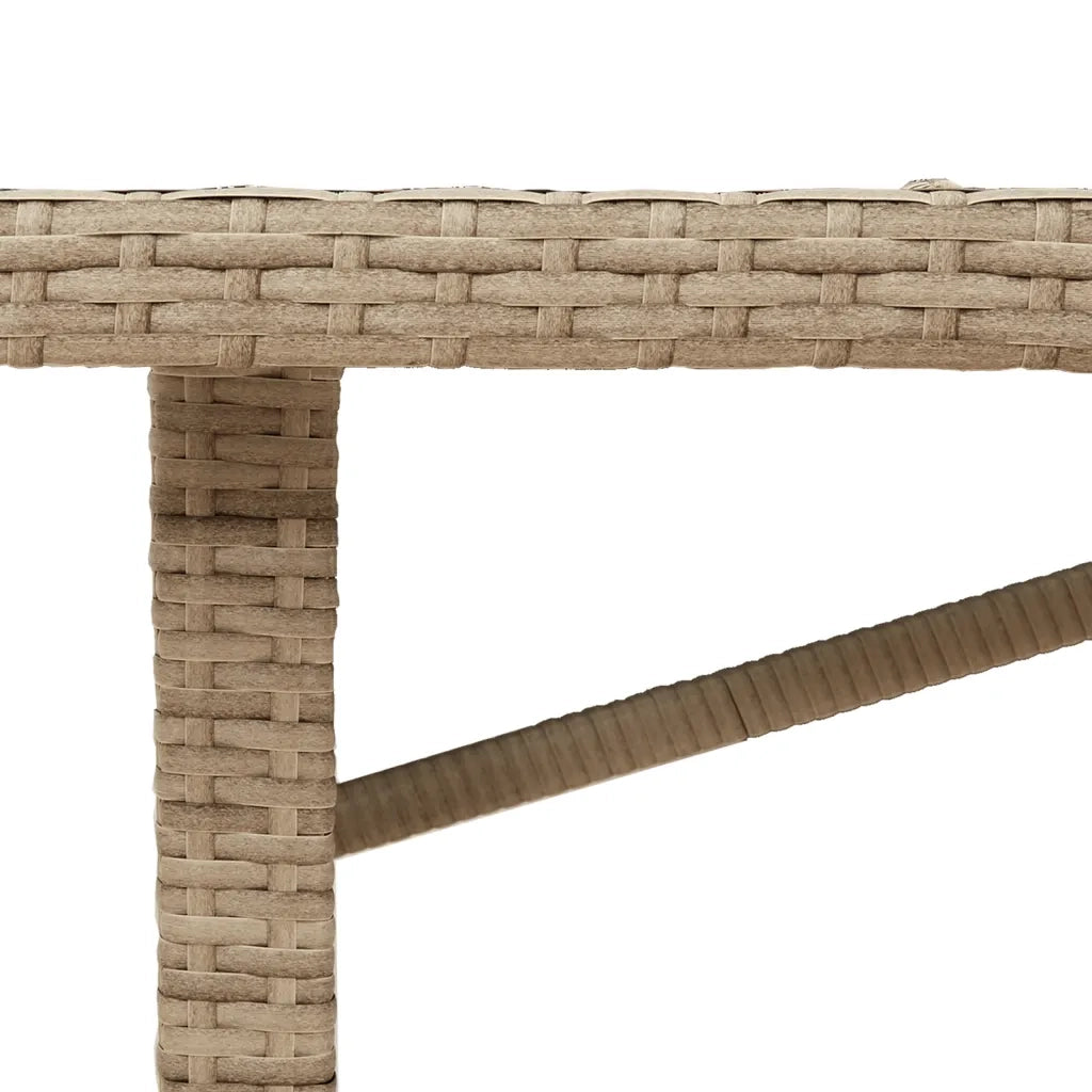 Tavolo Giardino | Tavolino da esterno Piano Legno Acacia Beige 190x80x74cm Polyrattan