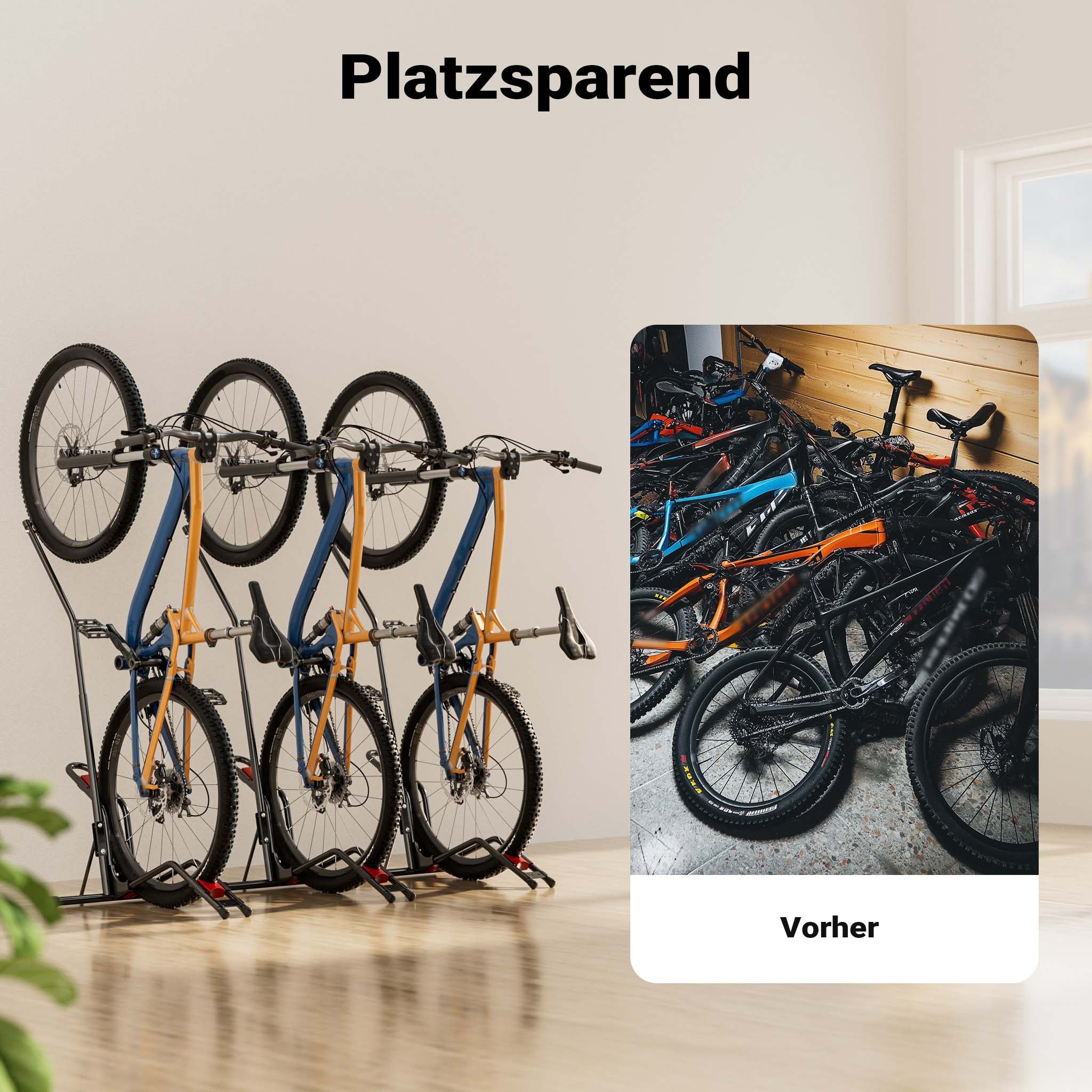 Portabici verticale autoportante, 53x11x120 cm, per biciclette 24-29"