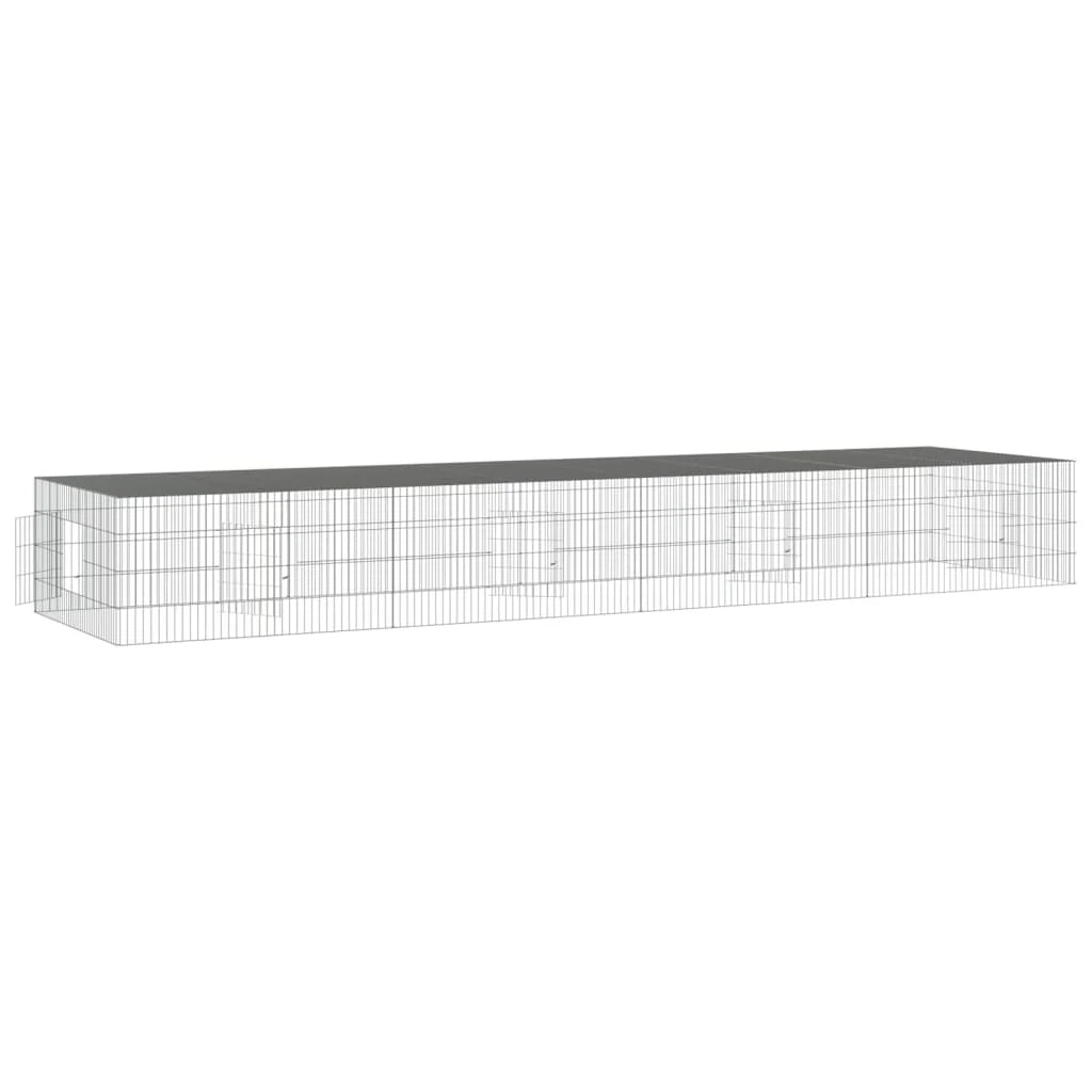 Gabbia per conigli con 4 pannelli 433 x 109 x 54 cm ferro zincato argento 02_0041690