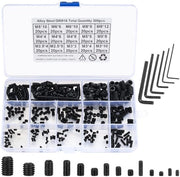 Assortimento Viti Madenschroef e Viti di Bloccaggio per Maniglie Porta - 300 Pezzi in Acciaio di Carbone con Bussole Metriche - M2.5/M3/M4/M5/M6/M8.