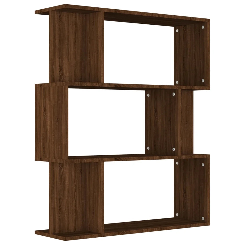 Libreria Divisorio-Scaffale per Libri-Mobile di Stoccaggio Rovere Marrone 80x24x96 cm Legno Ingegnerizzato
