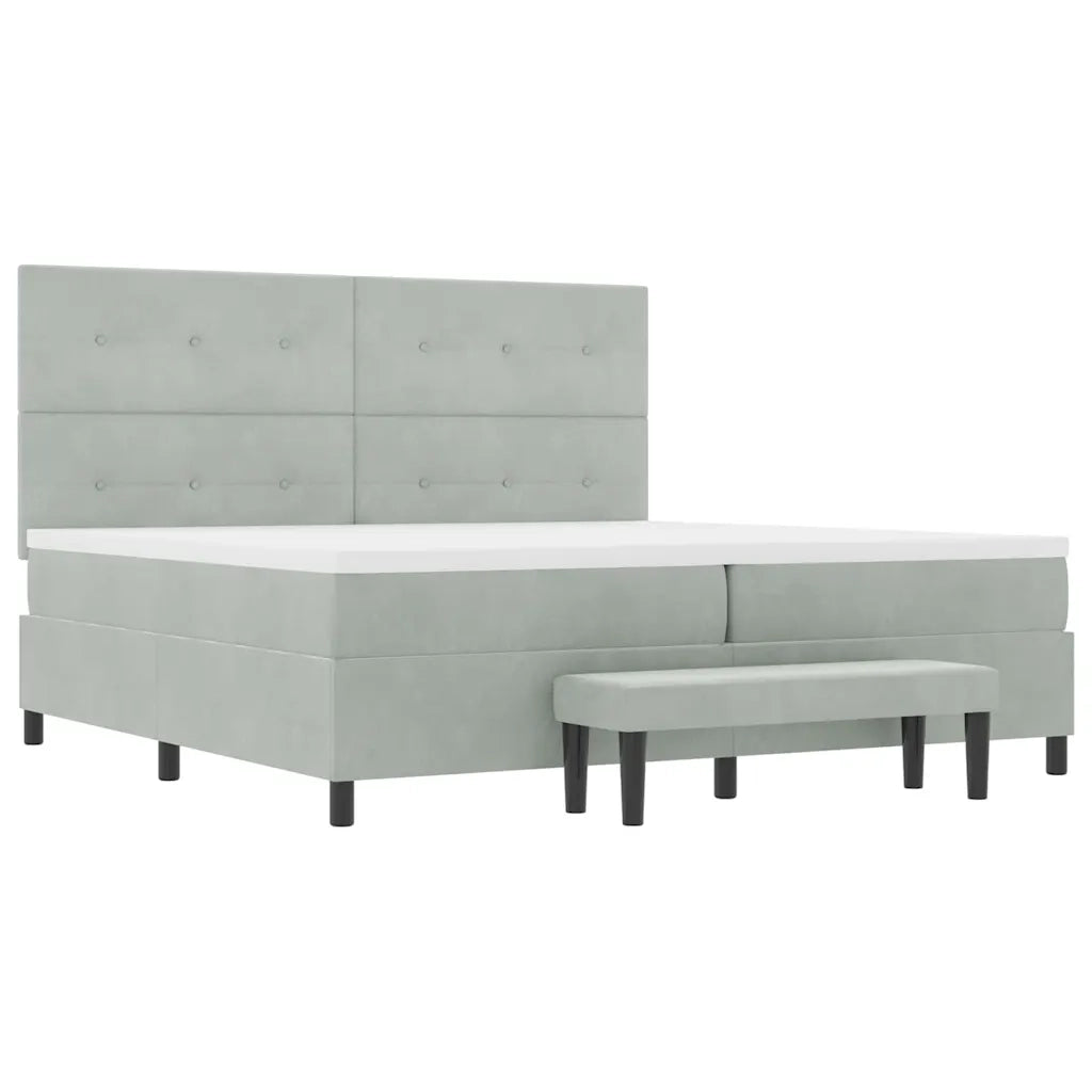 Letto a molle con materasso Grigio chiaro 200 x 200 cm Velluto 3344534