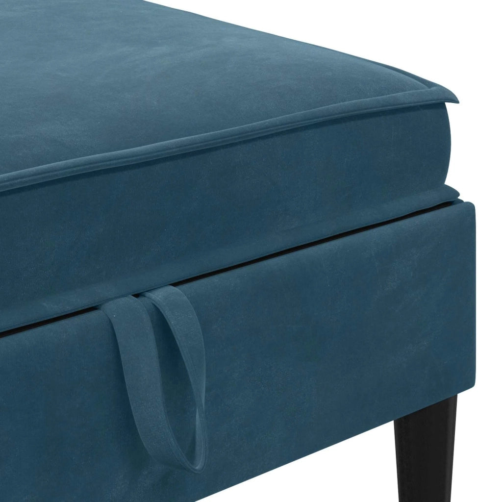 Pouf con Storage Blu Velluto