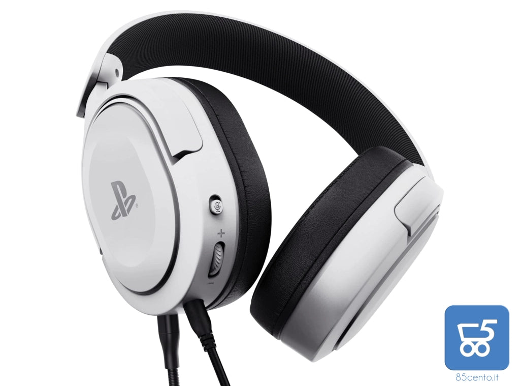 Cuffie Trust Gaming GXT 498 Forta PS5 PS4 Licenza Ufficiale PlayStation Cavo da 1,2 m Microfono Staccabile, Jack Audio 3.5 mm - Bianco