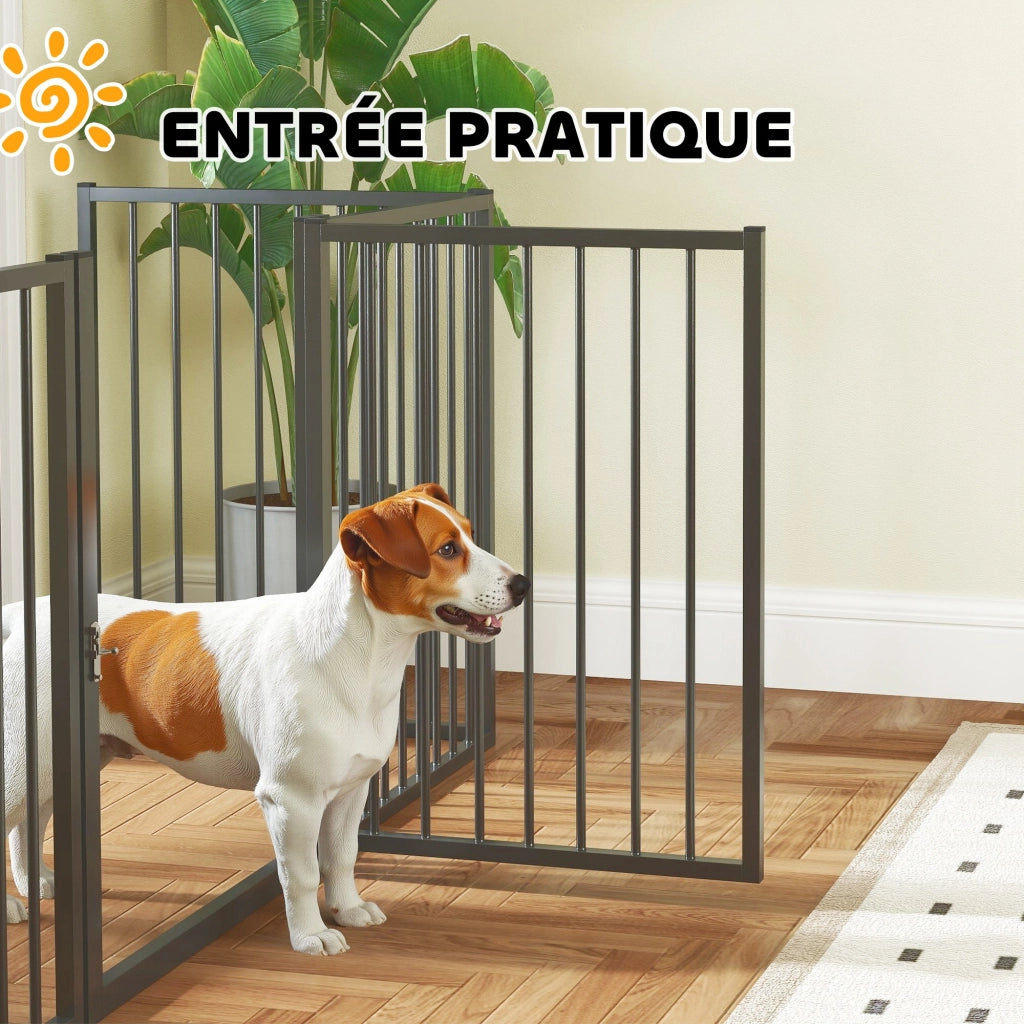 Recinto per Cani 5 Pannelli ¨C zephmum ¨C Nero Pieghevole