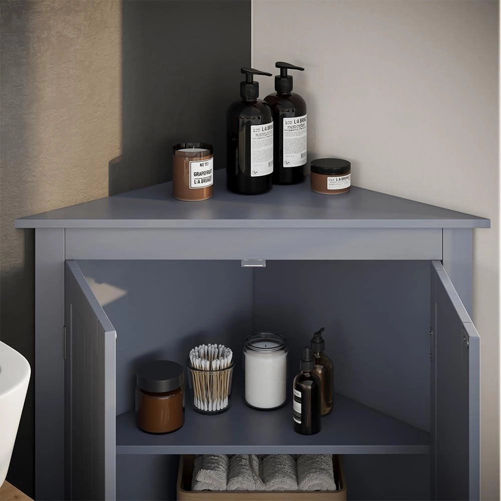 mobiletto bagno Bianco, Grigio, 56 x 80 cm con 2 porte