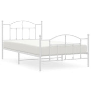 Letto singolo | Letto per adulti | Giroletto con Testiera e Pediera Metallo Bianco 100x200 cm