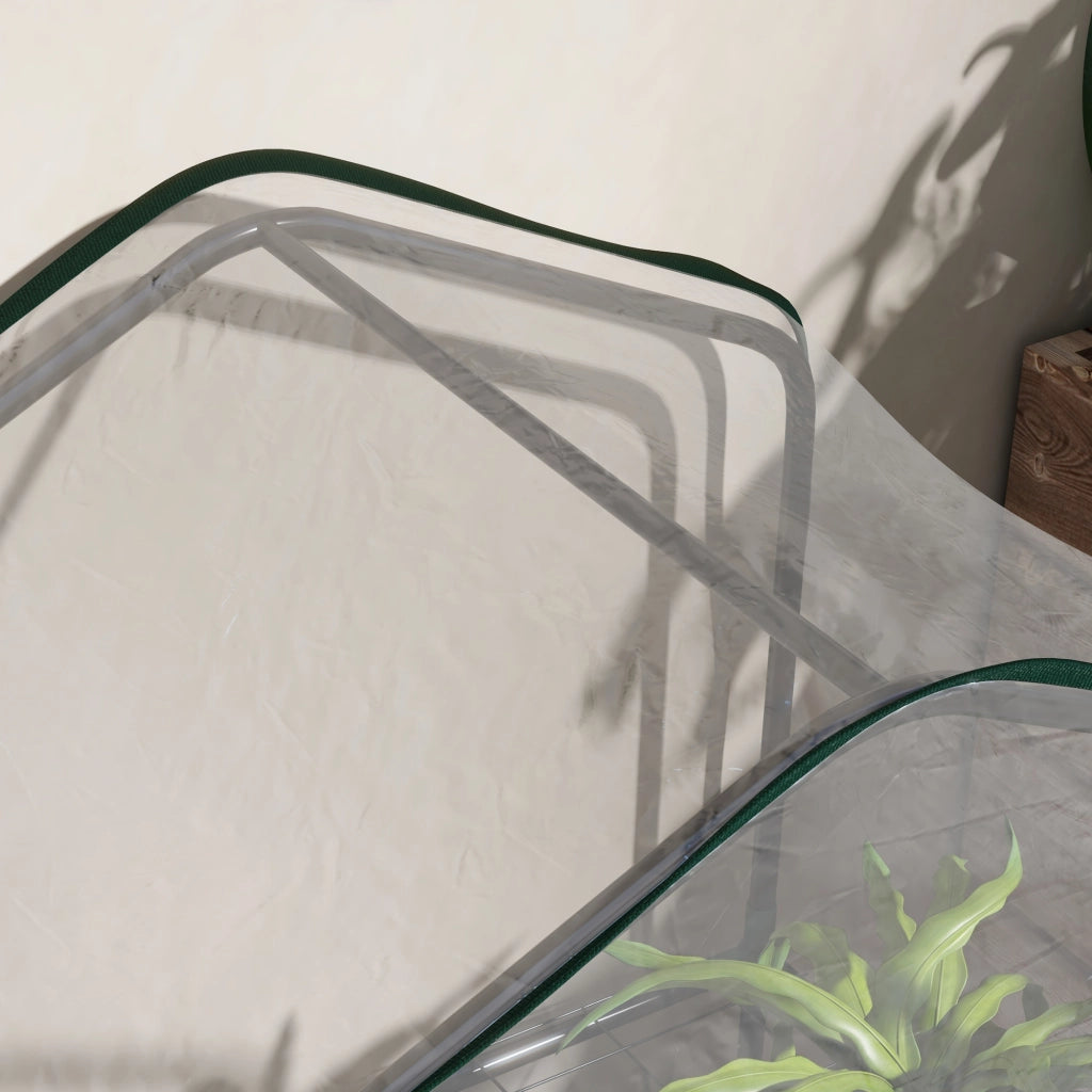 Mini Serra da Giardino 59x39x127 cm con Copertura 3 Ripiani e Porta Avvolgibile in PE Trasparente