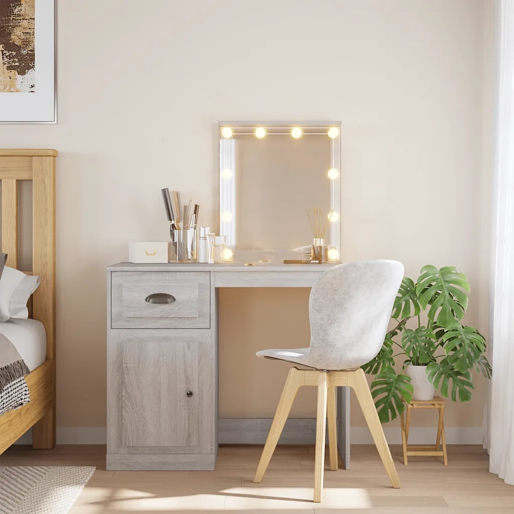 Toeletta | Tavolo da Trucco con Luci LED Grigio Sonoma 90x42x132,5 cm