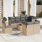 Set Divano da Giardino 9 pz con Cuscini Beige in Polyrattancod mxl 111802