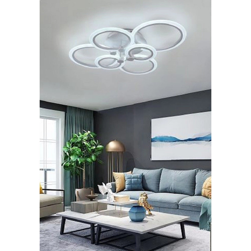 Trade Shop - Plafoniera Led Moderno 6 Anelli Lampadario 51 W Luce Fredda Calda Naturale C08 -