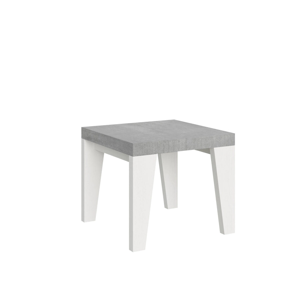 Tavolo Allungabile 90/246x90x77 cm Naxy Mix piano Cemento gambe Bianco Frassino