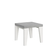 Tavolo Allungabile 90/246x90x77 cm Naxy Mix piano Cemento gambe Bianco Frassino