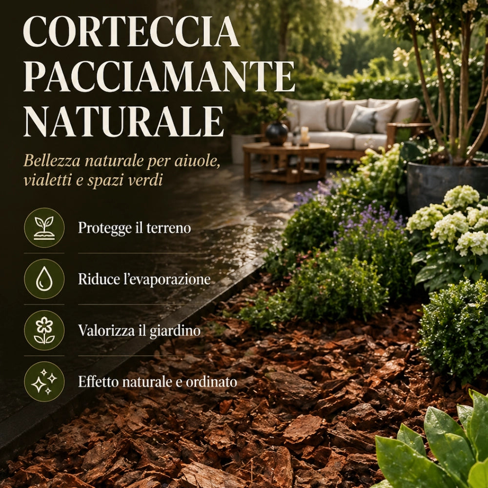 Corteccia pacciamante naturale profumo di bosco per giardini 60 l