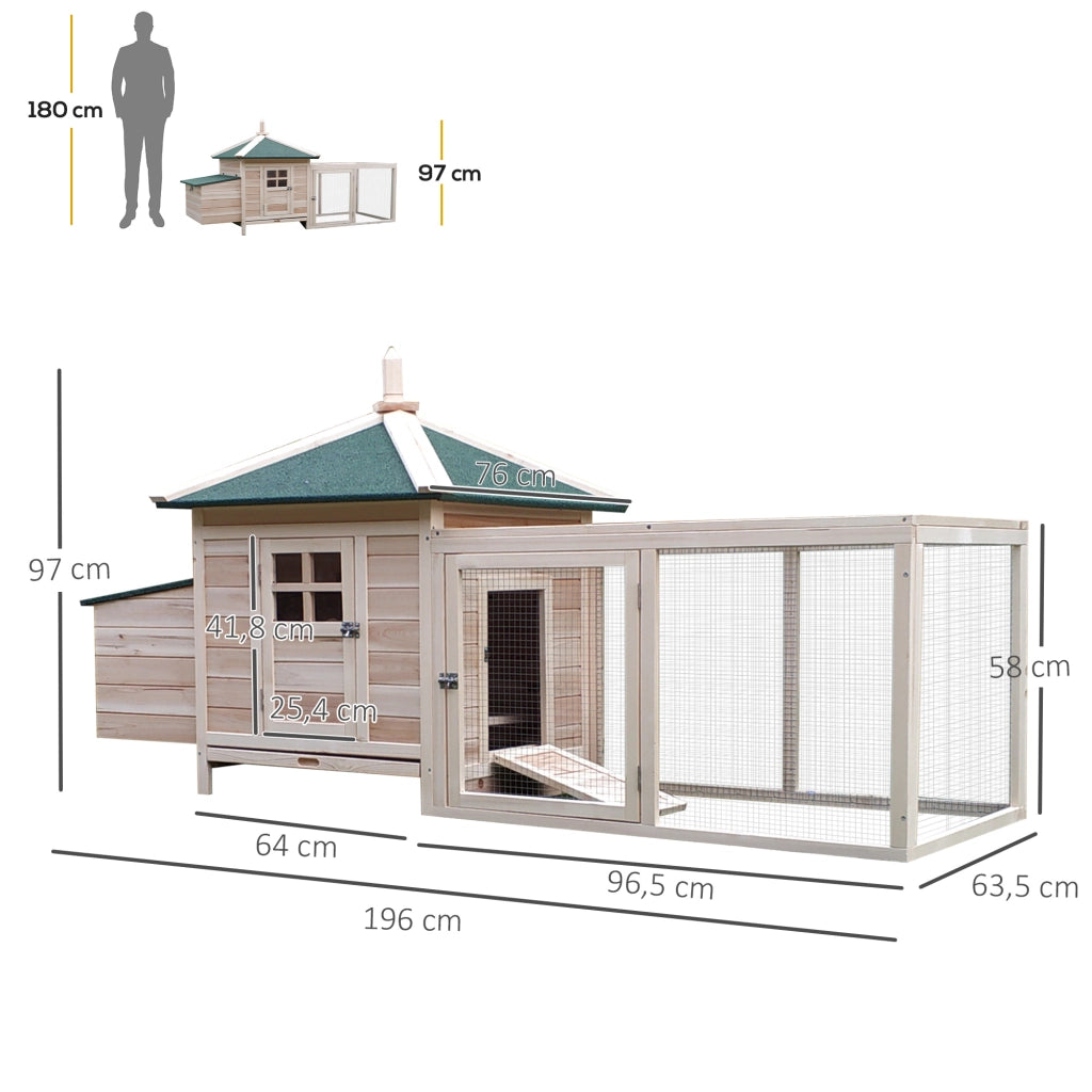 Pollaietto per Galline 196x76x97 cm ¨C zephmum ¨C Legno Naturale