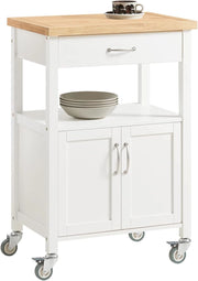 Carrello cucina salvaspazio con piano di lavoro – Mobile cucina con ruote, ideale come mobiletto cucina, credenza compatta o mobile microonde – Disponibile in Bianco 60x92x45cm FKW22-WN
